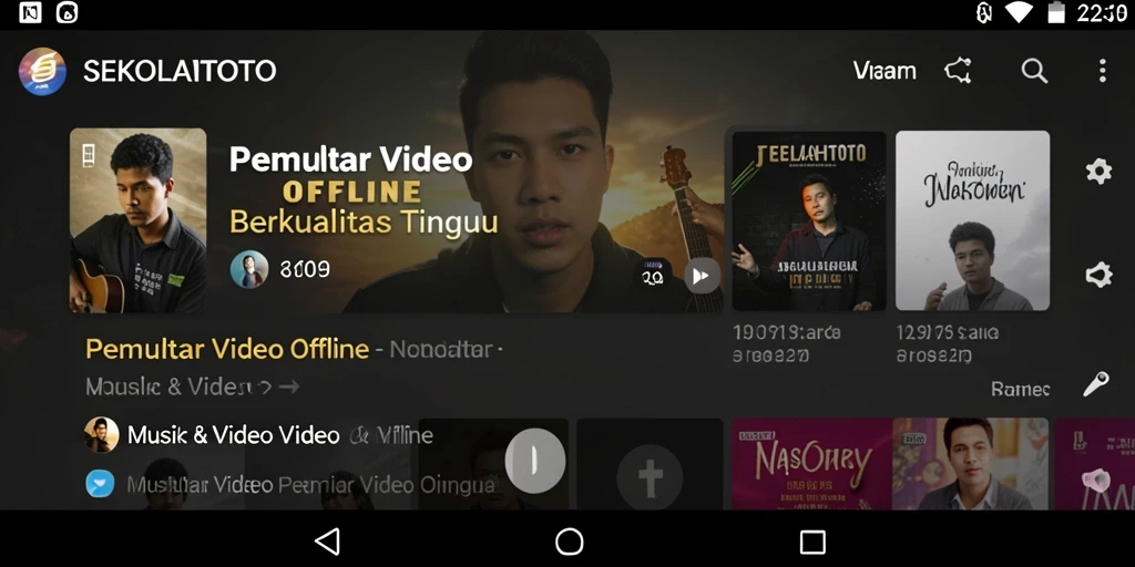 Antarmuka user-friendly aplikasi SEKOLAHTOTO untuk pemutar video offline.